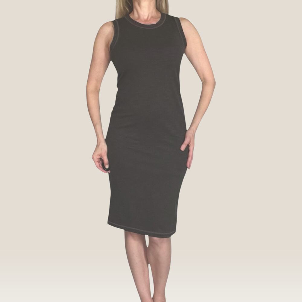 Prana Becksa Tank Dress Medium Mink Ribbed UPF 50 Athletic Midi Bodycon